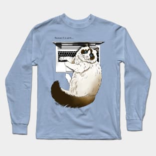 Warm Laptop Cat Long Sleeve T-Shirt